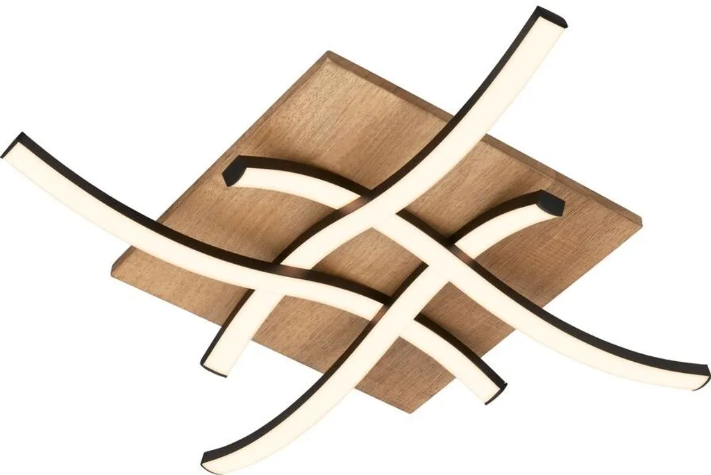 Plafonnier LED Briloner Vinka pour Plafond Bas Design Bois et Noir