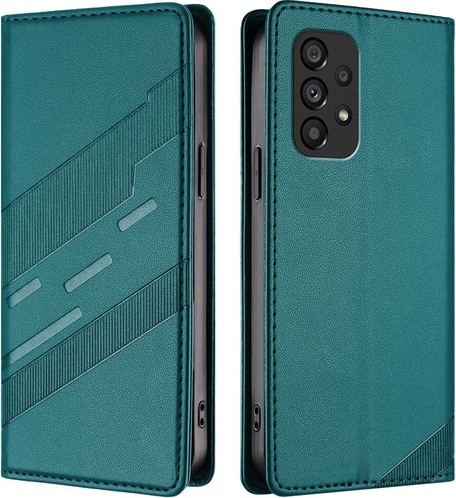 Hülle für Samsung Galaxy A53 5G, Kunstleder Brieftaschen Handyhülle mit Kartenfach und Standfunktion Grün