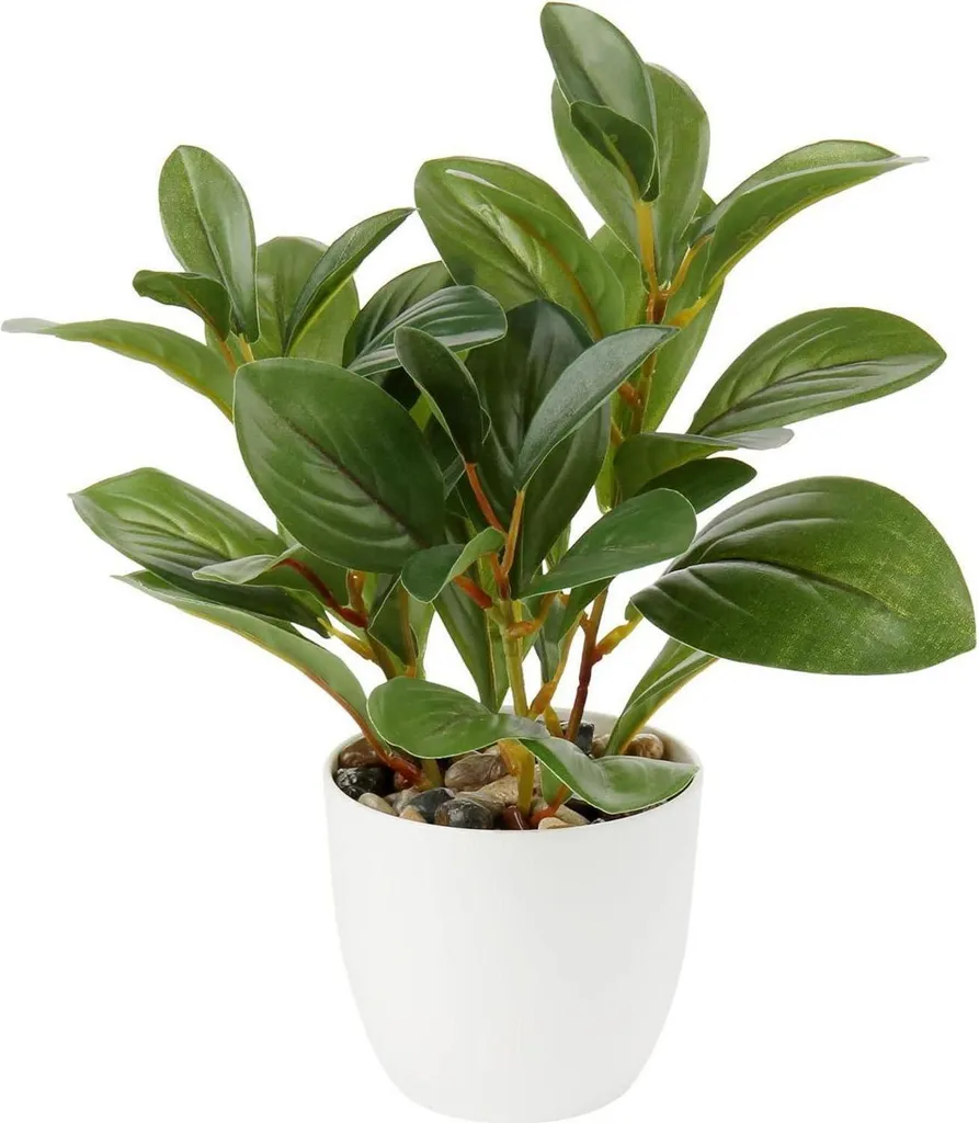 Fiori artificiali di camelia in vaso di plastica 28cm Deco Home Hotel Verde
