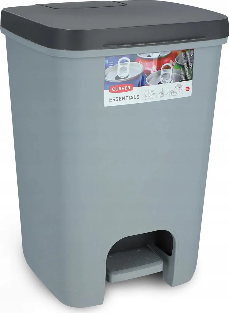 Poubelle 20L Graphite pour Tri Sélectif et Rangement Cuisine Étroite
