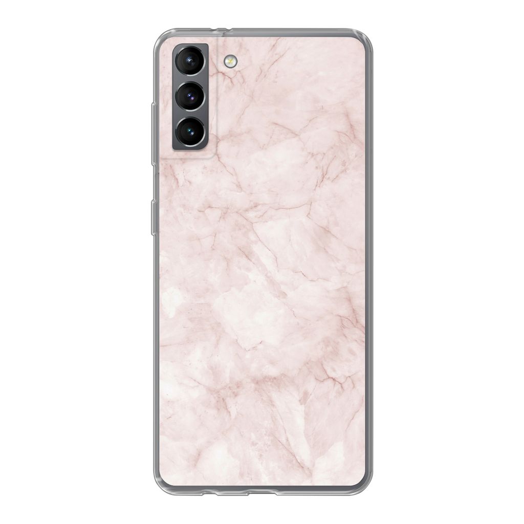 MuchoWow Handyhülle Schutzhülle Hülle für Samsung Galaxy S21 Plus Marmor - Rosa - Schick Silikon Softcase Handy Hülle - Handy-Tasche