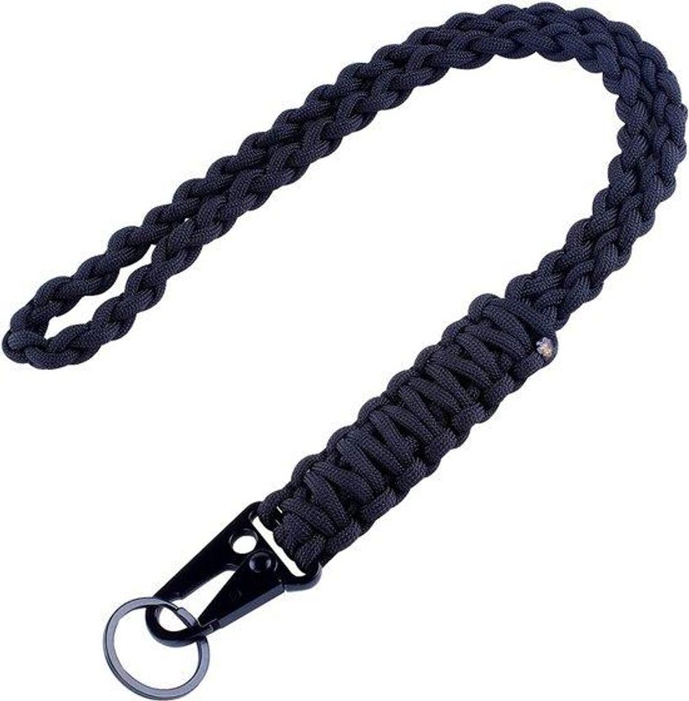 Paracord-Halsketten für Outdoor-Survival, mit Clip, für ID-Tag, Kamera, Geldbörse und Schlüssel (schwarz)