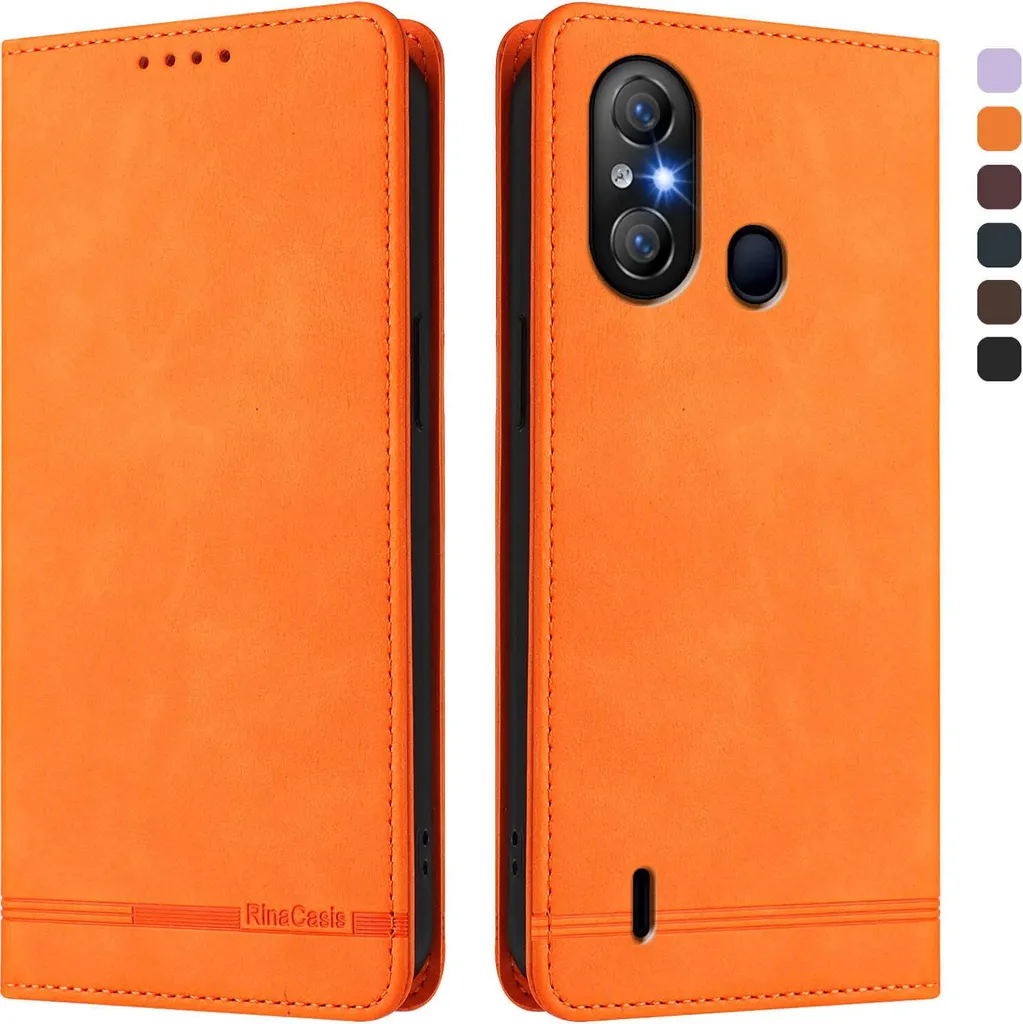 Cover a Libro itel A49 Play / A58 Lite Arancione con Porta Carte