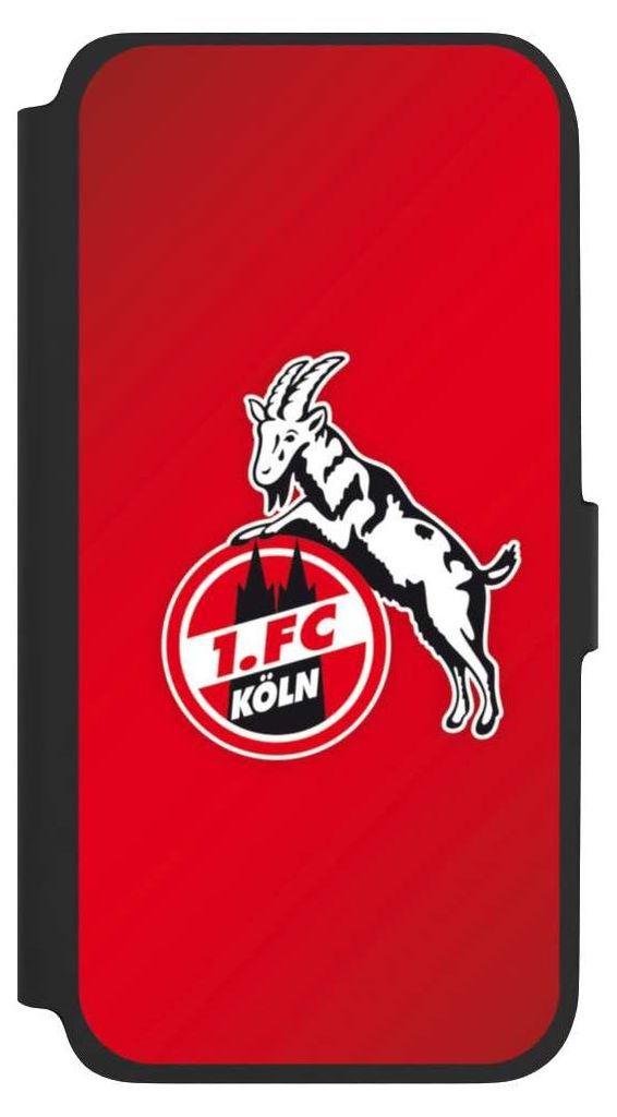 NIVOCASE Klapphülle für Samsung Galaxy A17 5G Handyhülle aus Kunst Leder NIVOflip schwarz 1. FC Köln EffZeh Offizielles Lizenzprodukt