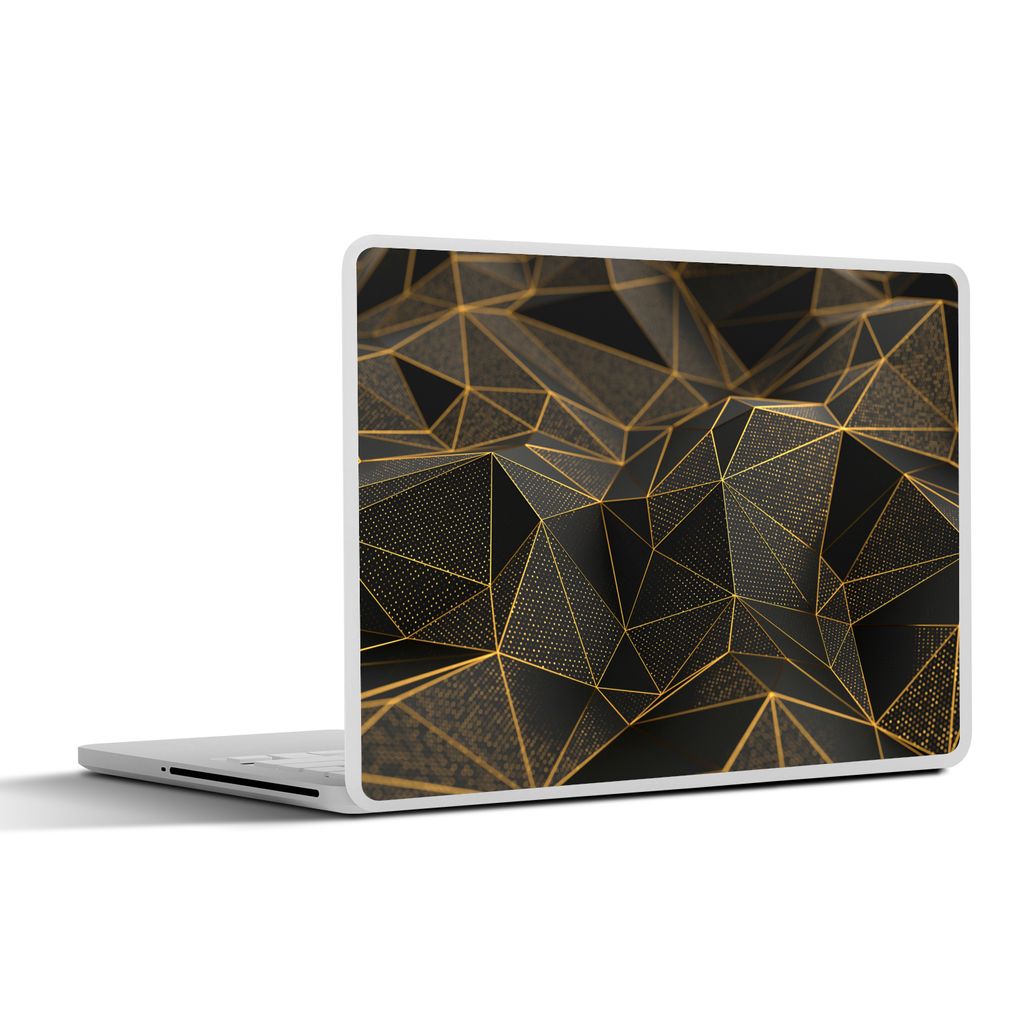 MuchoWow Laptop Aufkleber Sticker Cover Abstrakt - Gold - 3D - Luxus - Kunst 30x21 cm - Sticker für Laptop - Selbstklebend
