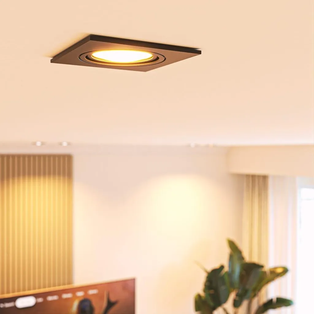 Spot LED à encastrer Carré Noir Orientable pour Plafond GU10 2700K