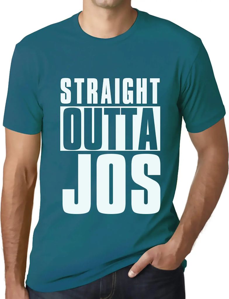 Herren Grafik T-Shirt Straight out of jos – Straight Outta Jos – Öko-Verantwortlich Vintage Jahrgang Kurzarm Lustige Druck Geburtstag Geschenk...