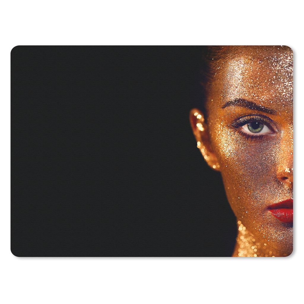 MuchoWow Mauspad Mousepad Make-up - Gold - Frau - Luxus - Glitzer - Kunst 23x19 cm - Mousepads - Maus Mat - Pad - Mausunterlage - Schreibtischunt...