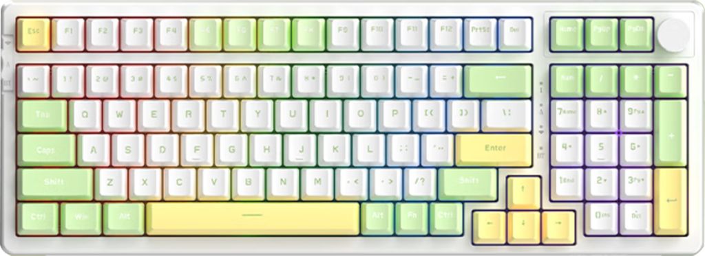 AJAZZ AK992 Gasket kabellose mechanische Tastatur, 99 Tasten + 1 Knopf | RGB-Vollfarb-Hintergrundbeleuchtung | Drei-Modus-Verbindung, brauner Schal...