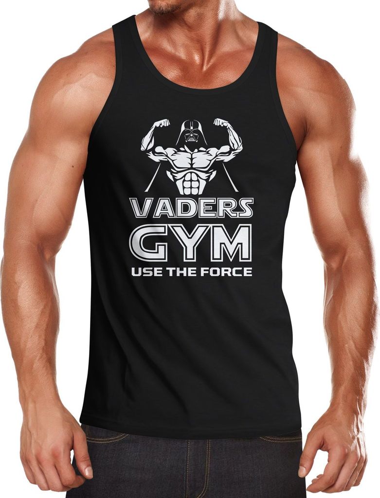 Herren Tanktop Vaders Gym Use The Force Empire Fitness Fun-Shirt Tank Top Muscle Shirt Achselshirt Moonworks schwarz L