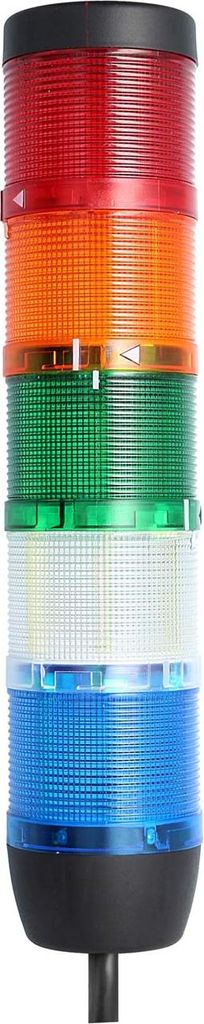 STEX24 Signalsäule blau-weiß-grün-gelb-rot, 70mm, 24V AC/DC, LED-Dauerlicht Kabel 2,5 Meter, SS70-OB5/24 105