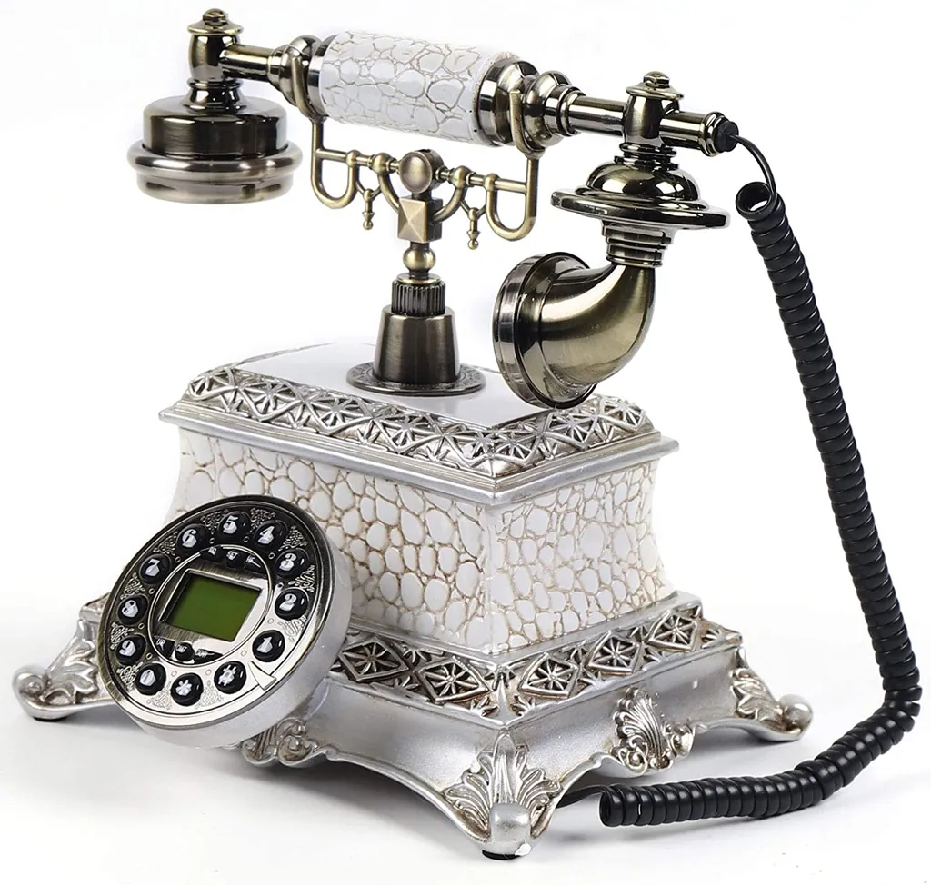 Téléphone nostalgique rétro avec cadran décoratif et sonnerie métal - 3