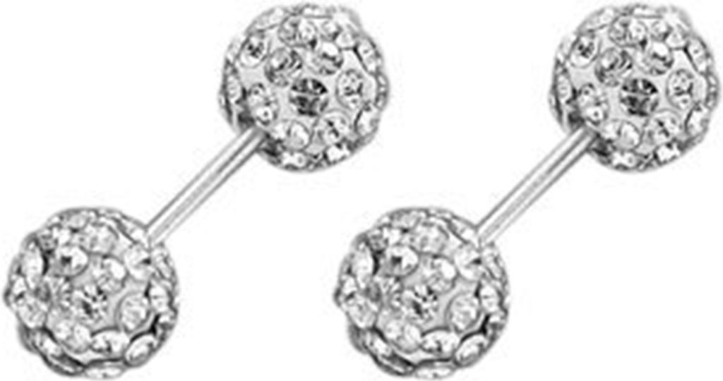 Paar Ohrstecker, 4/5/6 mm, Doppelkopf, mit Schraubverschluss, klein, hypoallergen, glänzender Zirkonia, Damen-Ohrringe, Modeschmuck-5mm