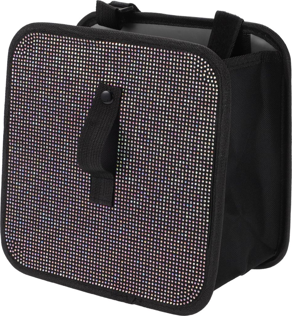 1 Stück Universal Auto Mülltonne Hängend 23 cm Länge 14 cm Breite 23 cm Höhe Müllbehälter Multicolor Stoff Strassstein