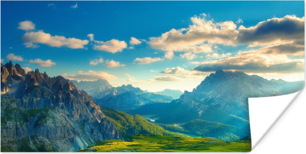 MuchoWow Poster Alpen - Sonne - Natur 40x20 cm - Poster für die Wand - Poster Schlafzimmer