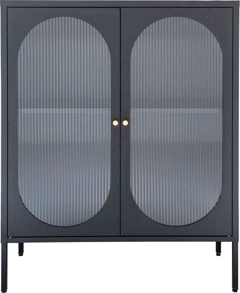 Standvitrine >Adelaide< in Schwarz, Metall - Produktbild 
