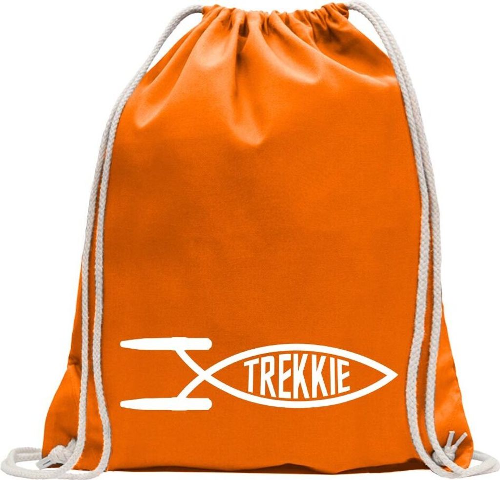 Kiwistar - Turnbeutel - mandarin - Trekkie Fisch - Fun Rucksack Sport Beutel Gymsack Baumwolle mit Ziehgurt
