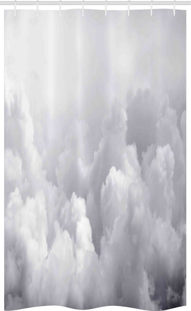 ABAKUHAUS Grau Schmaler Duschvorhang, Dunkle Wolken Moody Himmel, Badezimmer Deko Set aus Stoff mit Haken, 120 x 180 cm, Grau