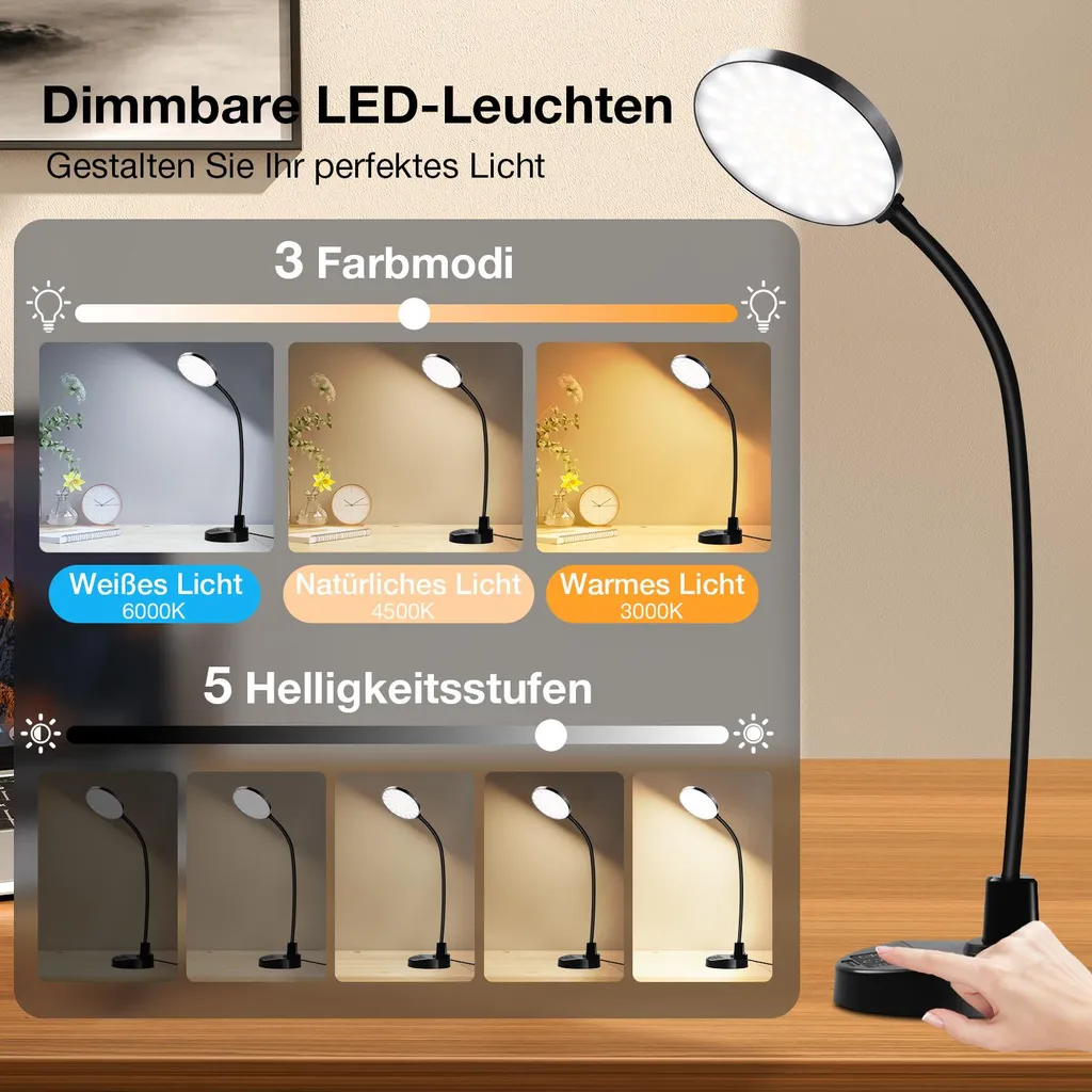 Lampada LED per Bambini Studiare con Porta USB - Luce Anti-Affaticamento - 6