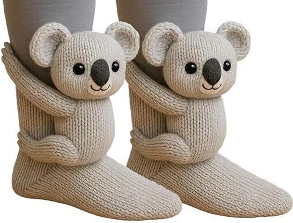 ASKSA Chaussettes tricotées 3D avec animaux Chaussettes Image du produit 