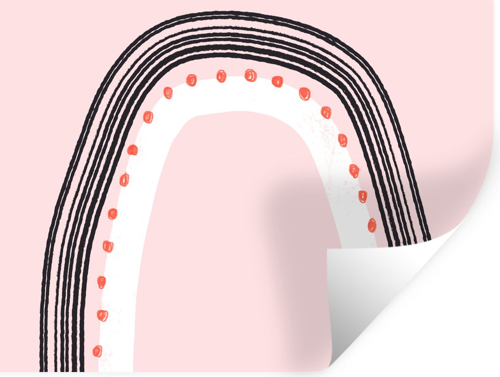 MuchoWow Wandtattoo Wandsticker Wandaufkleber Regenbogen - Minimalismus - Rosa 80x60 cm Selbstklebend und Repositionierbar - Faltenfrei