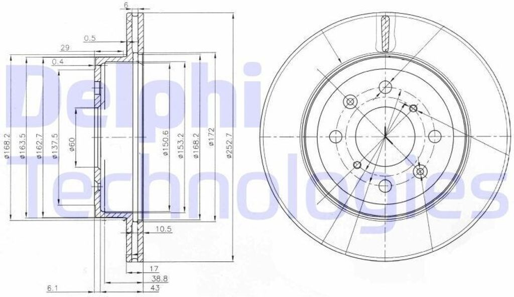 2x DELPHI Bremsscheibe BG3884 für OPEL AGILA (A) (H00) für Produktbild 