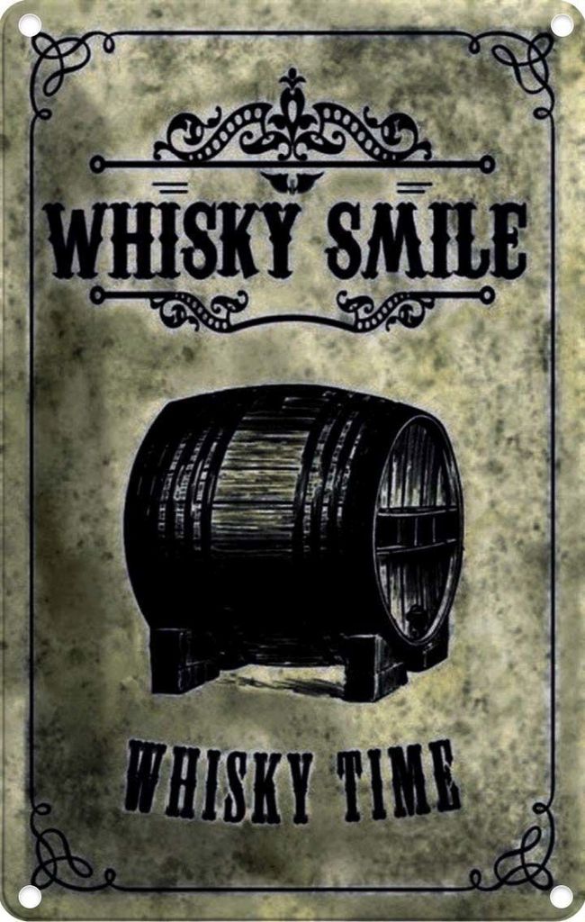 vianmo Blechschild 30x20 cm Alkohol Whisky Smile Whisky Time