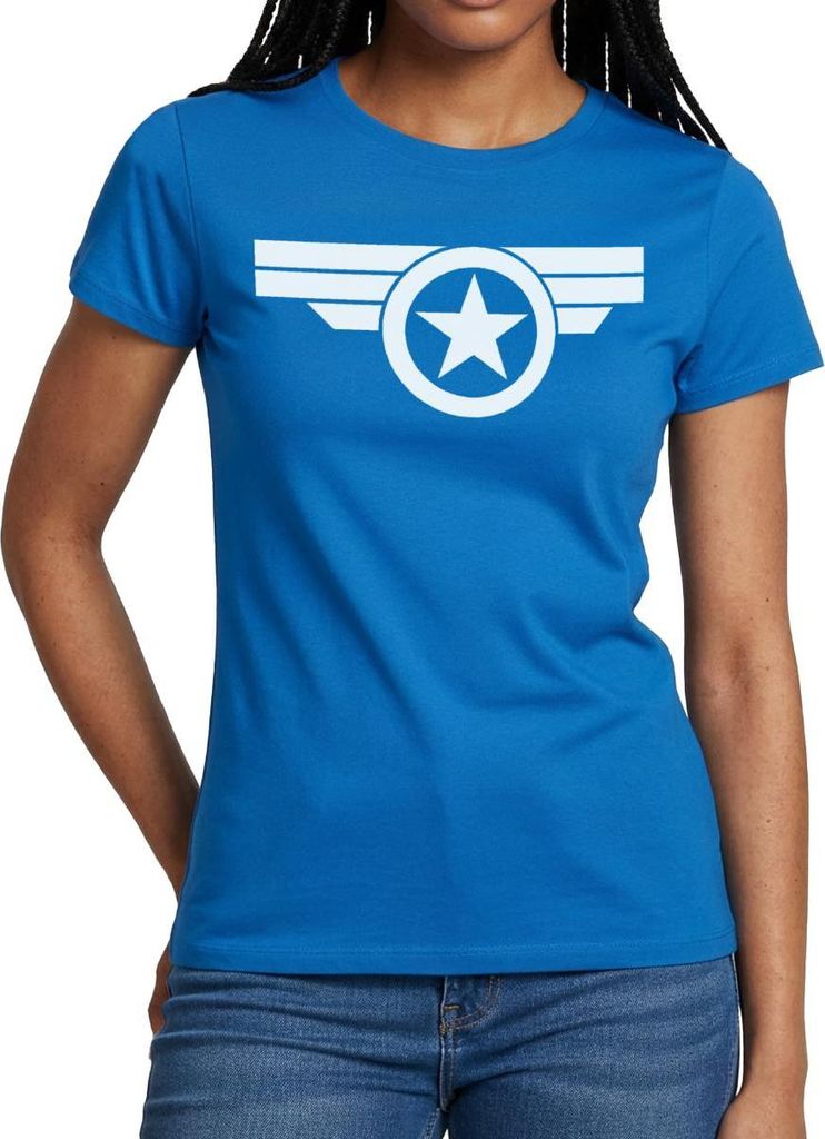 Spreadshirt Avengers Captain America Sternmotiv Frauen T-Shirt, L, Royalblau