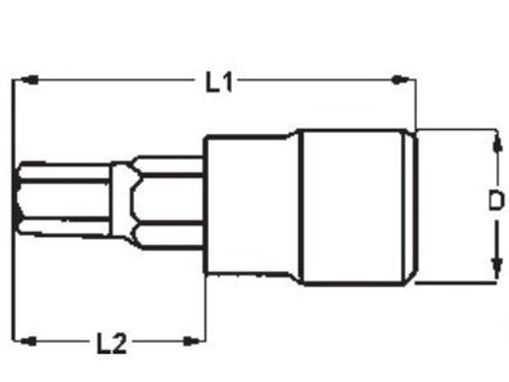 Lange 6-Kant-Stecknuss mit 1/2" Griff 6 mm
