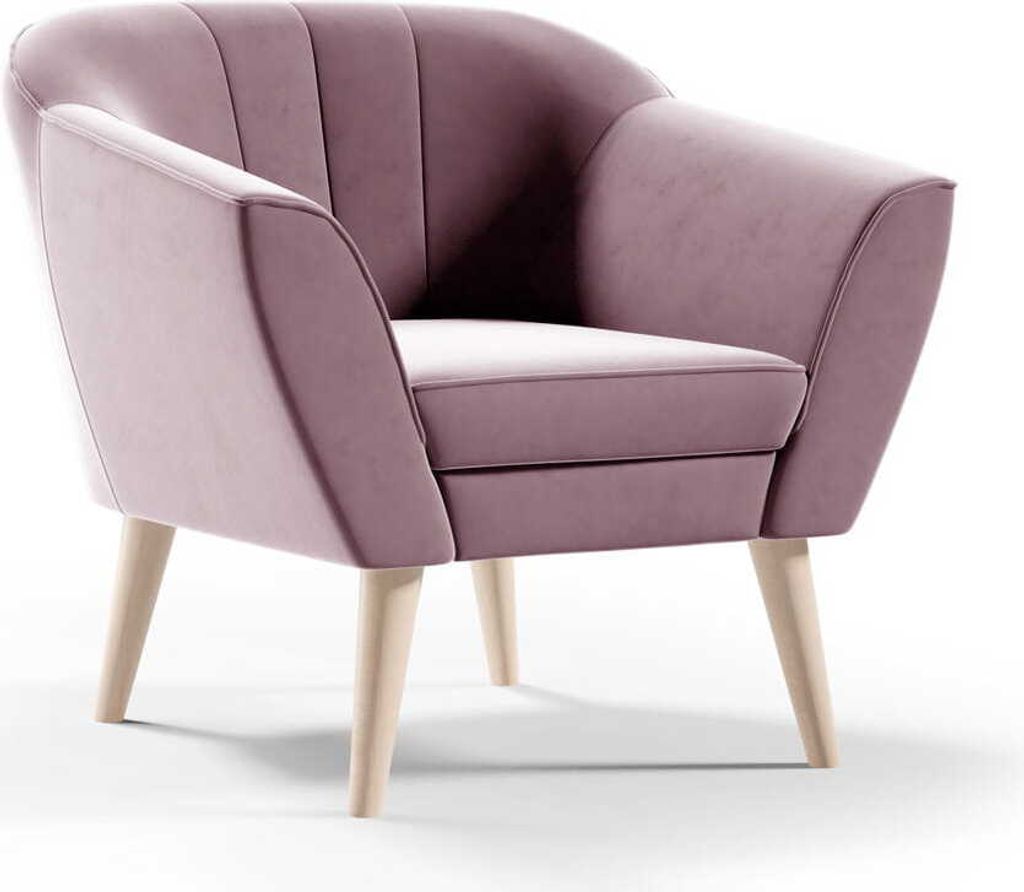 Skandinavischer Sessel Zaya zartrosa - Stoff Riviera 62