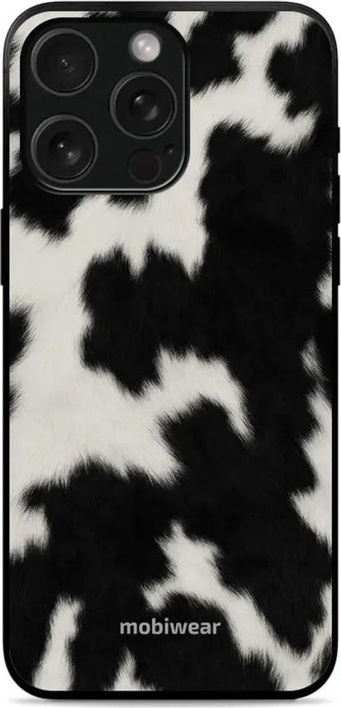 Handyhülle für iPhone 15 Pro Max, Mobiwear Glossy Case, Kuhfell-Optik