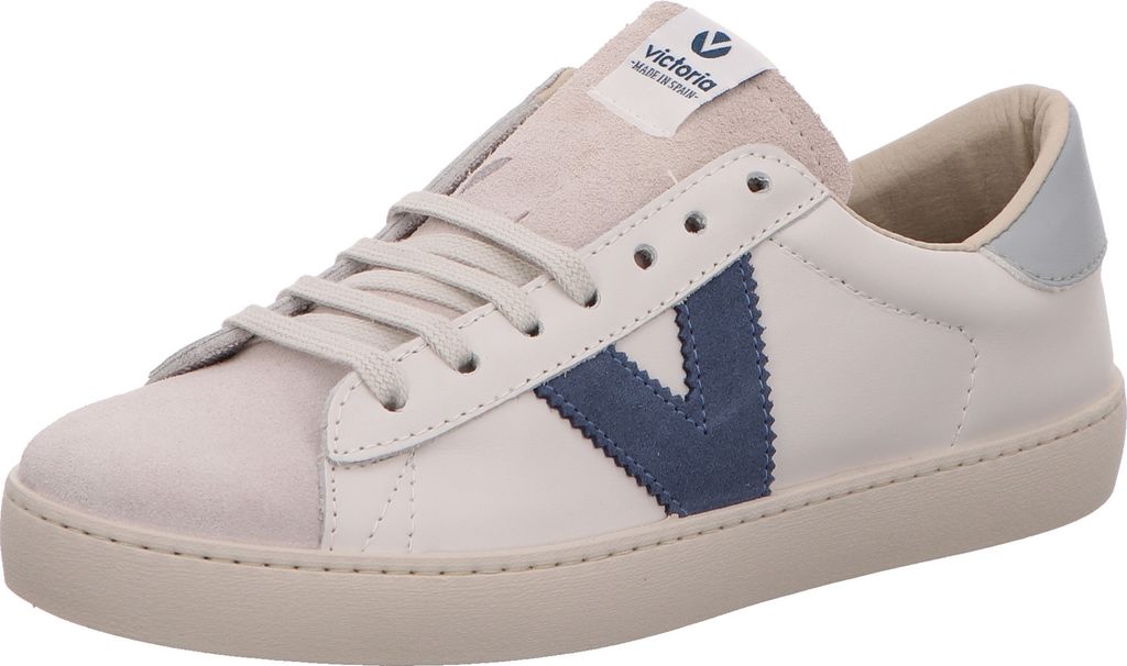 Victoria Damen Sneaker aus Rauleder in Weiß-Blau, Größe 37, mit großem Logo