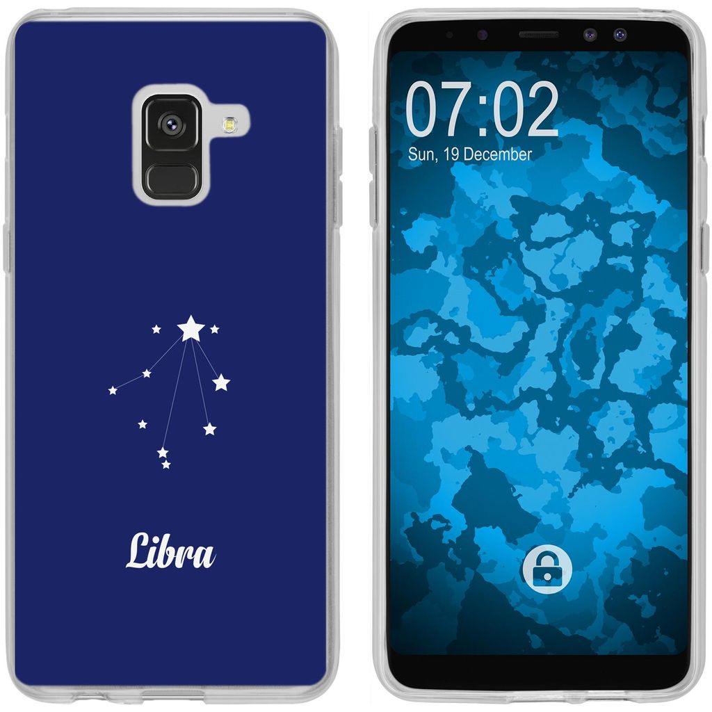 PhoneNatic Case kompatibel mit Samsung Galaxy A8 Plus (2018) Silikon-Hülle SternzeichenLibra M9