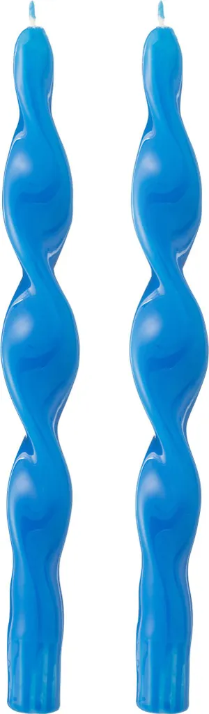 Bougie Torsadée Bleue J-Line sans Coulure - Lot de 2 Petites Bougies 3H