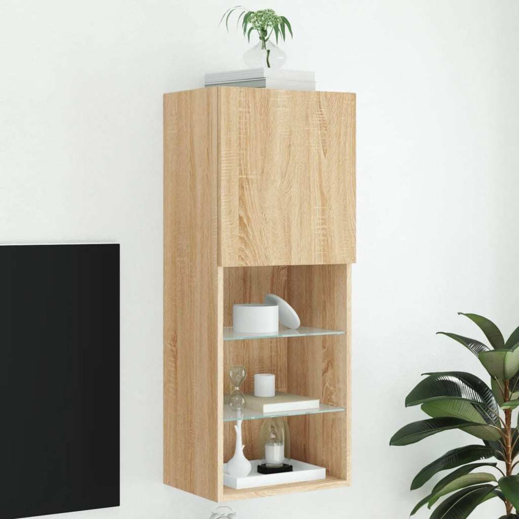TV-Schrank mit LED-Leuchten Sonoma-Eiche 40,5x30x102 cm , TV-Schränke 2024 Neu