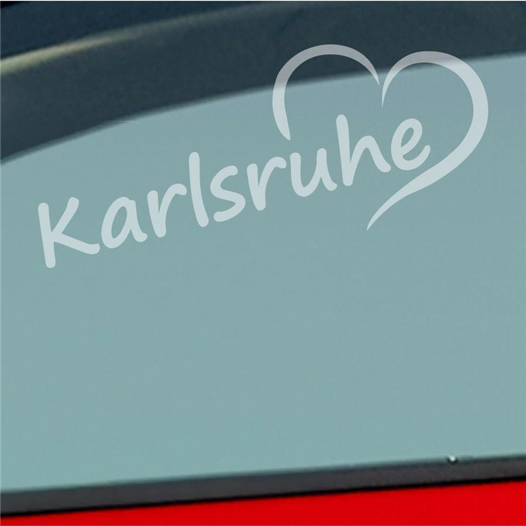 Auto Aufkleber Karlsruhe Herz Stadt City Liebe Love 19,5x8 cm Milchglas Sticker Heckscheibenaufkleber