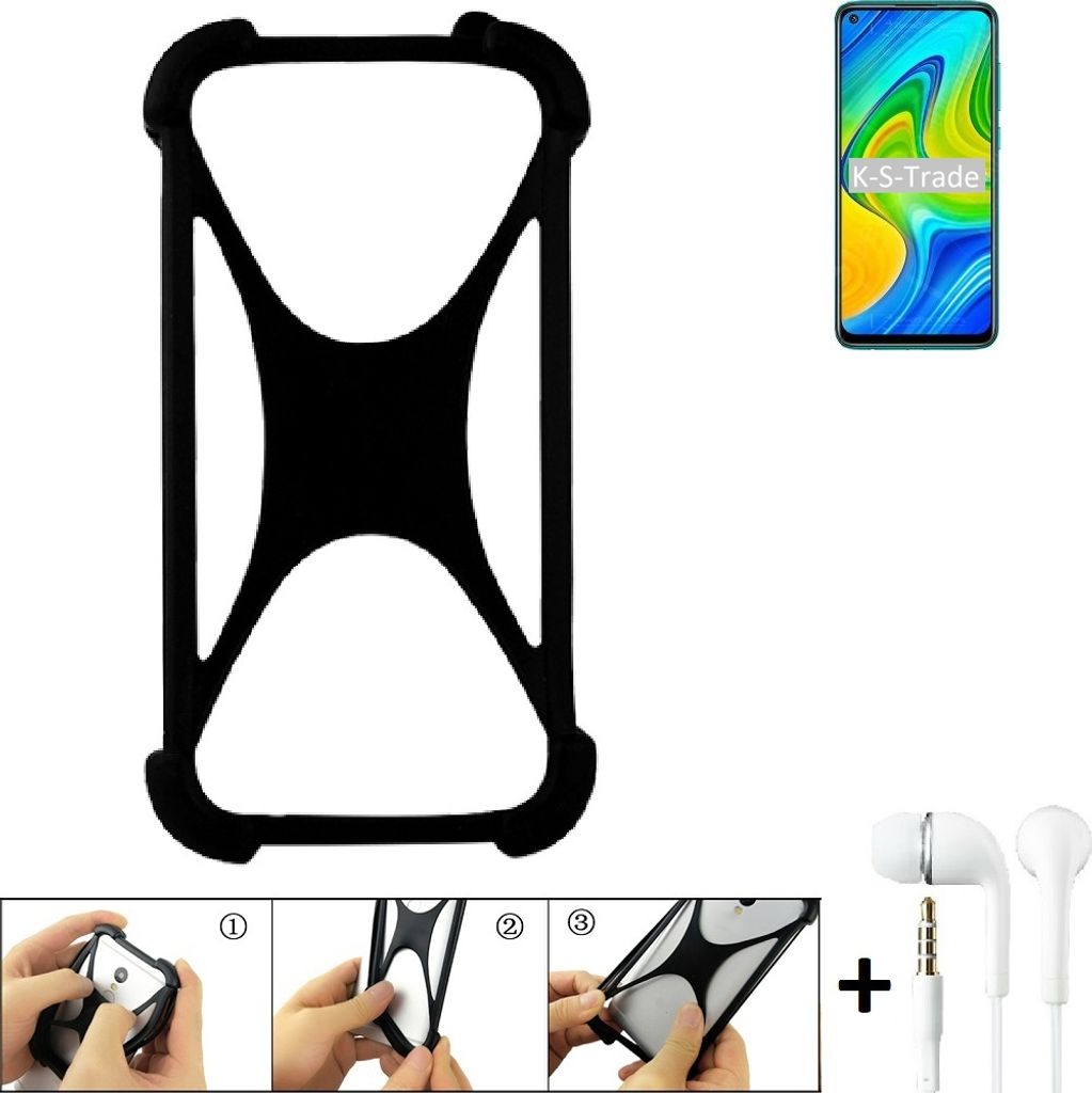 K-S-Trade Handy-Hülle + headphones kompatibel mit Xiaomi Redmi 10X 4G Schutz-Hülle Bumper Silikon Cover Case Silikoncase Silikonbumper TPU Softcase