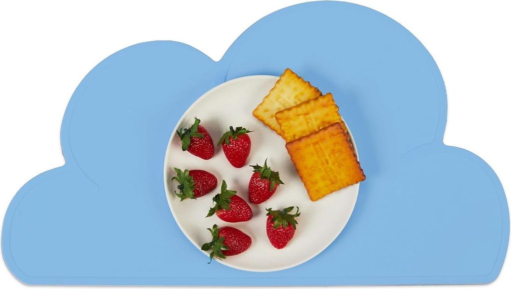 Kindertischset - Wolke - rutschfest - abwaschbar - Silikon - 47x26,5 cm - hellblau