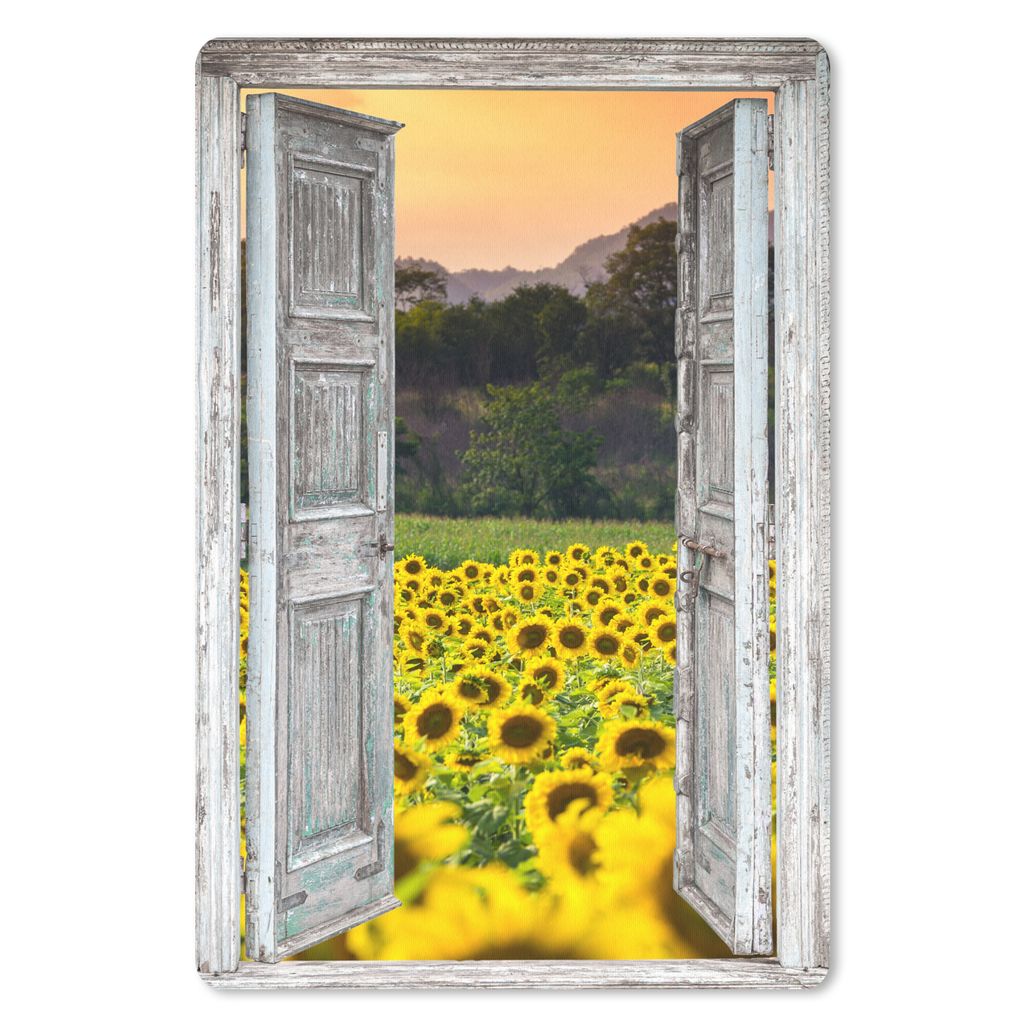 MuchoWow Mauspad Mousepad Sonnenblume - Abend - Blumen - Ansicht 40x60 cm - Mousepads - Maus Mat - Pad - Mausunterlage - Schreibtisch Accesoire