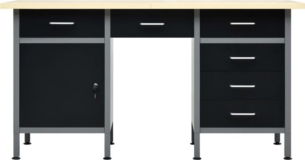 vidaXL Pracovný stôl čierny 160 x 60 x 85 cm Oceľ Obrázok produktu 