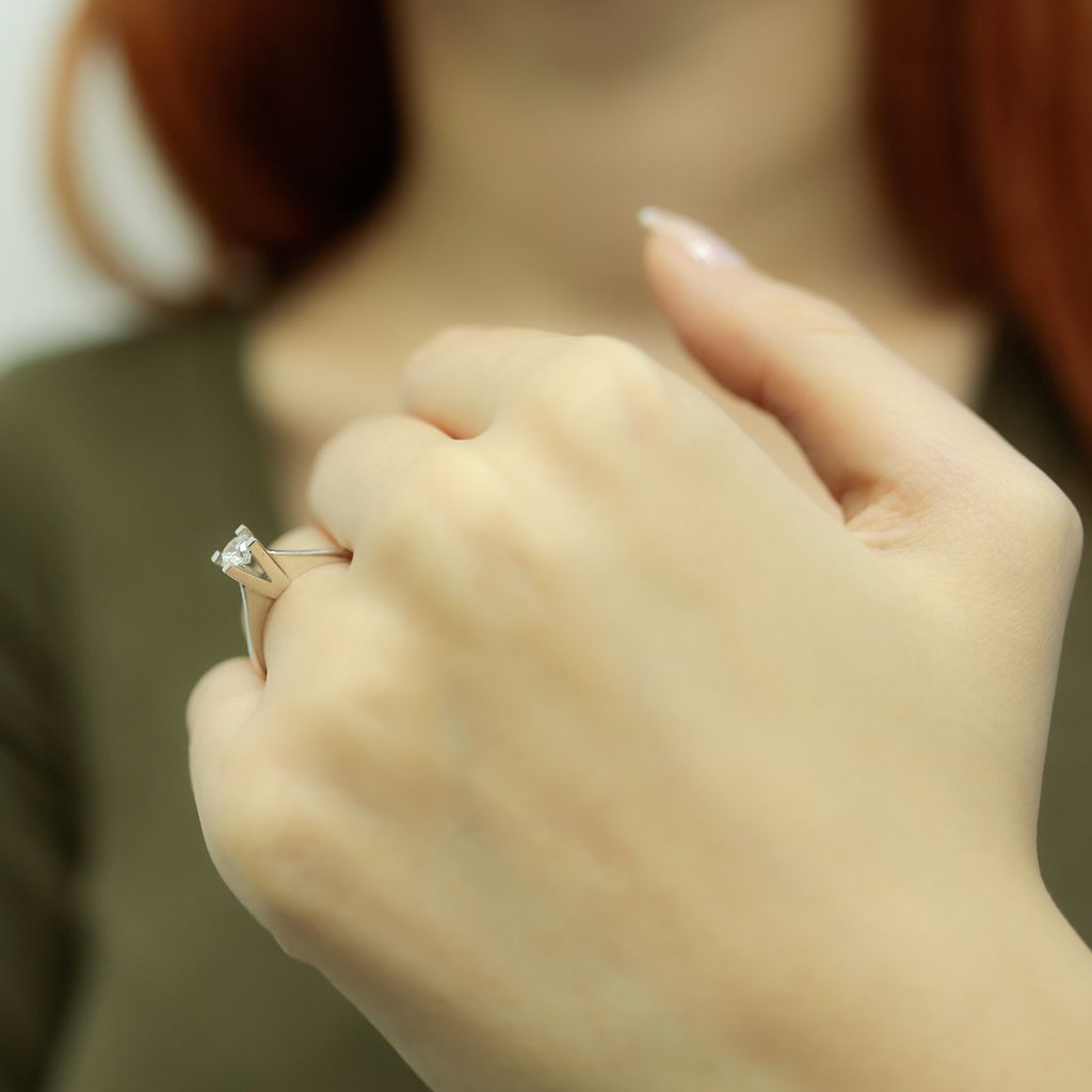 0,33 Carat Diamant Solitär Ring Meisterwerk 14 Karat Weißgold
