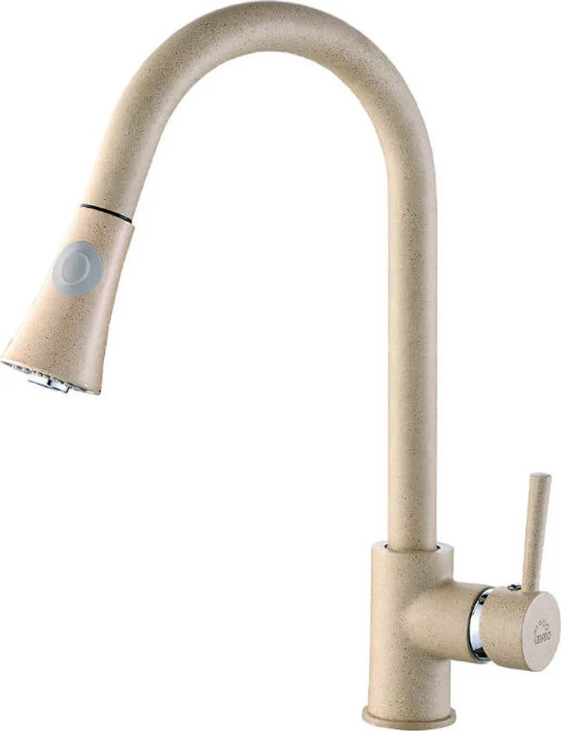 Miscelatore Design Cucina Beige Granito Estraibile | Eleganza Verticale