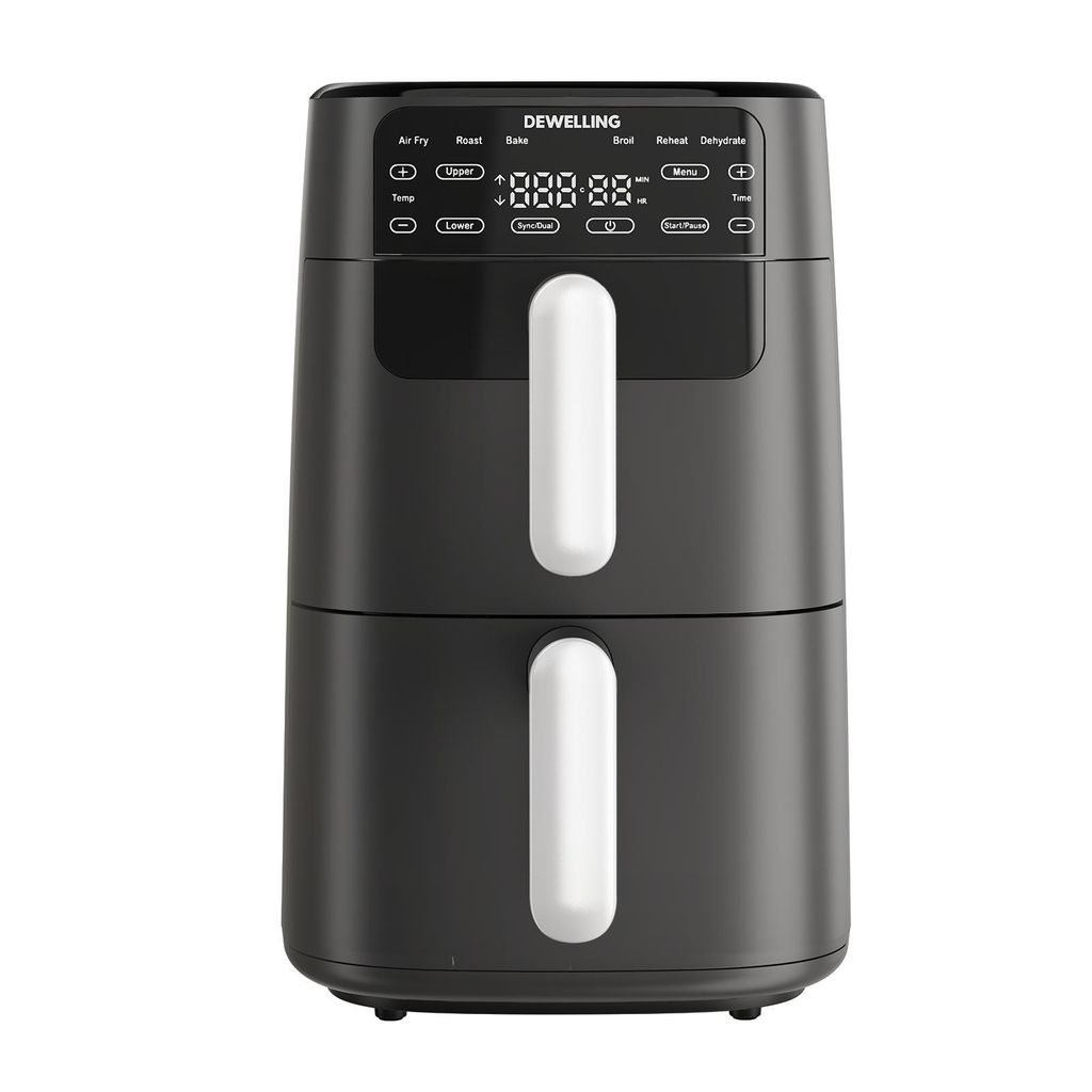 XXL 10L Dual-Korb Air Fryer mit 2700W Leistung & 360° Heißluftzirkulation – Platzsparendes Design, 6 Programme & Knusprige Ergebnisse mit Wenig...