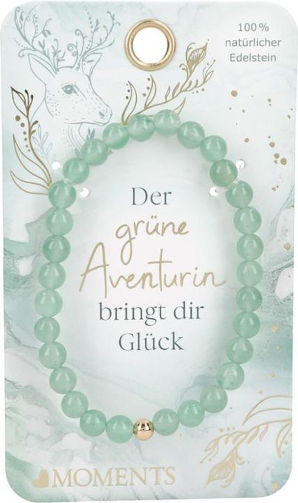 Moments Premium Aventurin Armband, 100% Natürlicher Edelstein, der grüne Aventurin bringt dir Glück - Schmuck