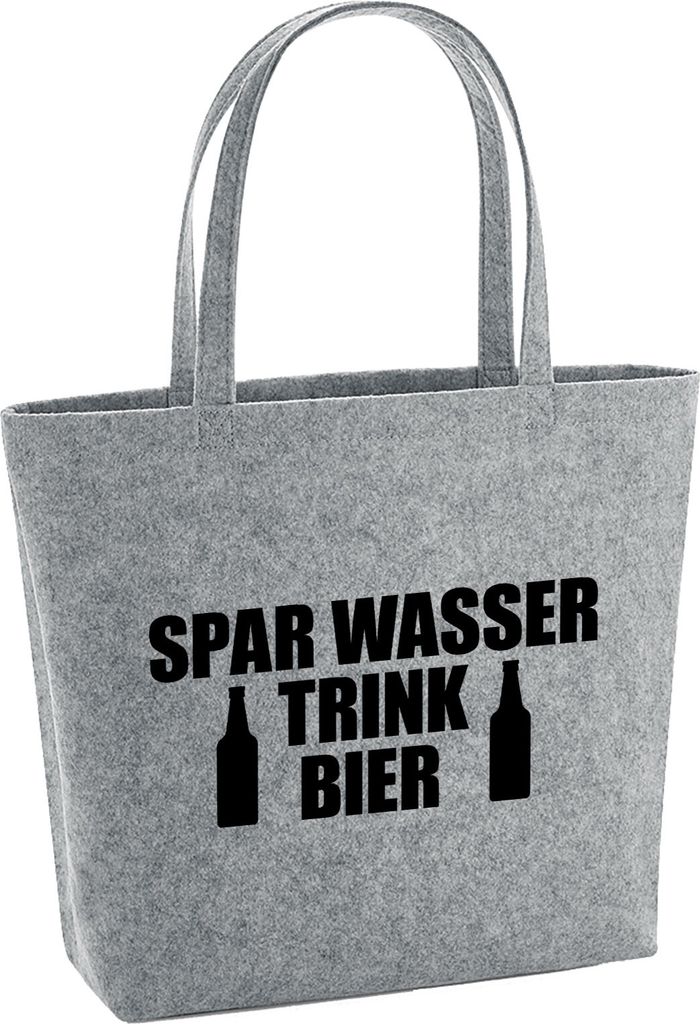 Huuraa Filzshopper Spar Wasser Trink Bier Bierflasche 22 Liter Grey Melange Filztasche Geschenkidee