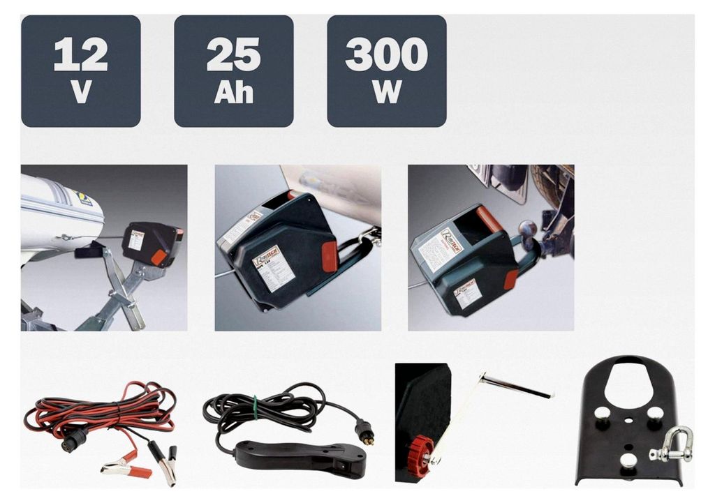 Winde 5 Tonnen Fuß AV 12 V schwarz