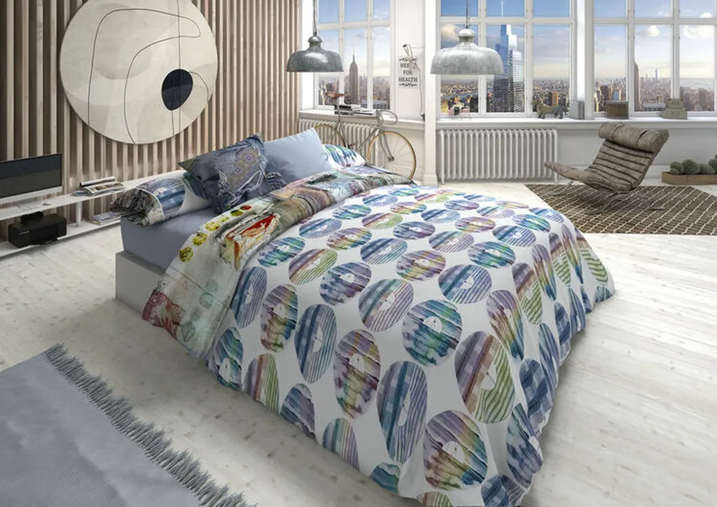 Équipement lit simple : Housse de couette Lois MEGANO Bleue 2 pièces