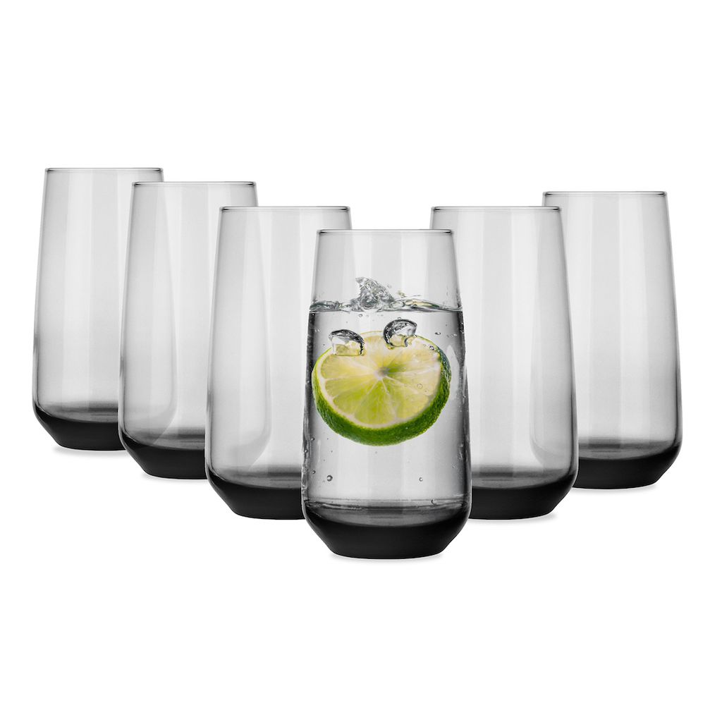 6 schwarze rauchfarbene Longdrinkgläser 430ml  Produktbild 