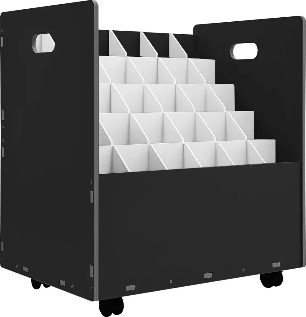 Organiseur mobile pour plans et rouleaux de papier avec 30 cases