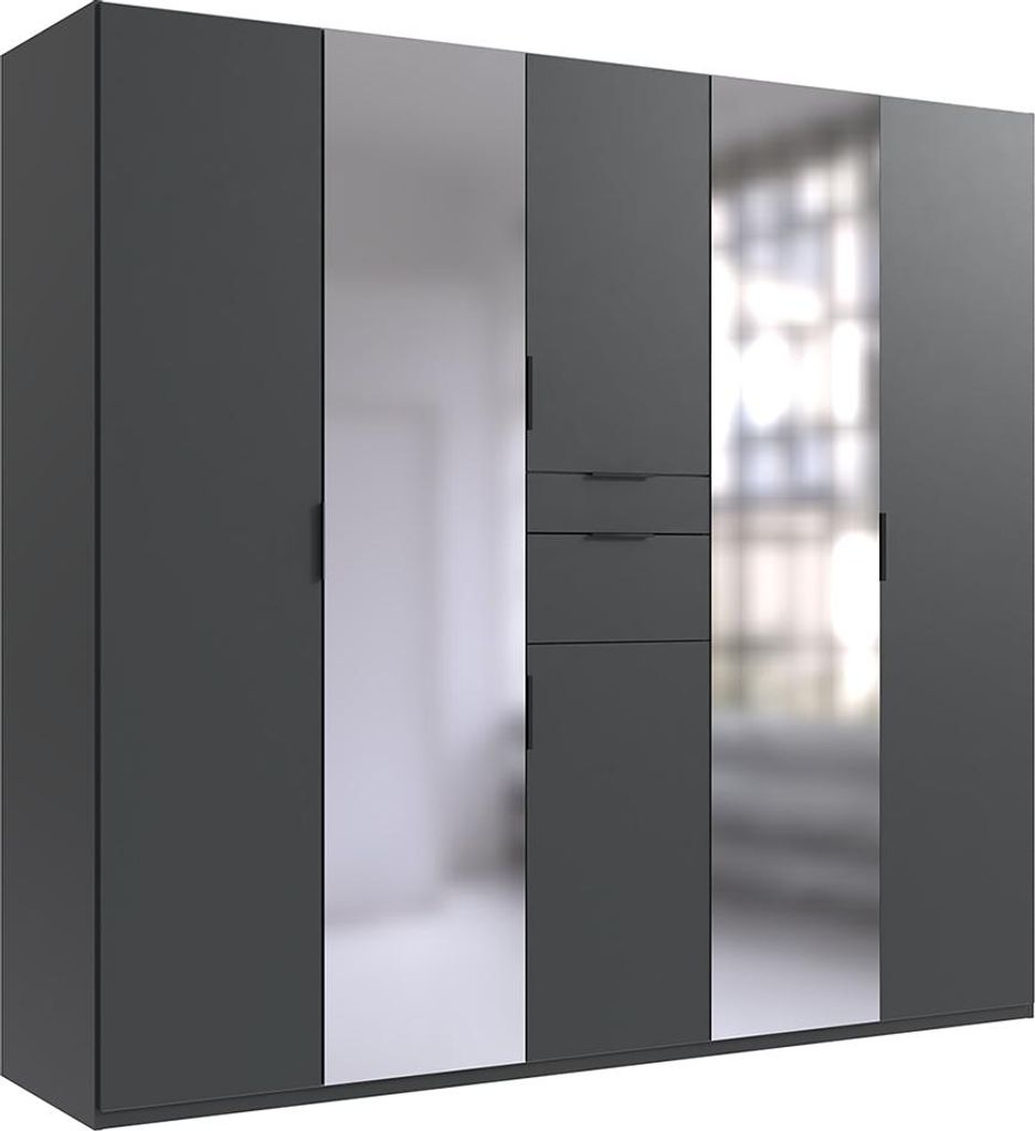 Schlafzimmer Kleiderschrank mit 225 cm Breite in graphit, 6 Türen & 2 Schubladen - MAASTRICHT-43